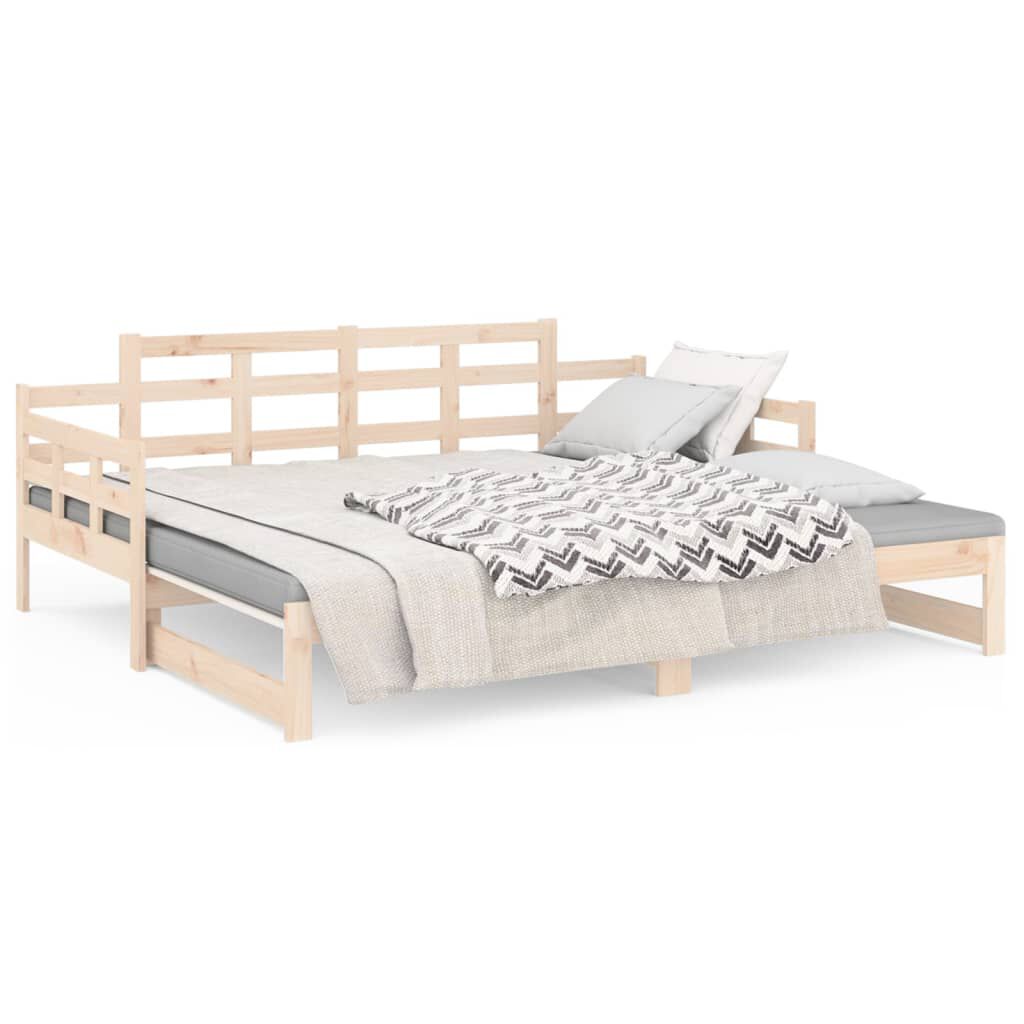 vidaXL Καναπές Κρεβάτι Συρόμενος 2x(90x190) εκ. από Μασίφ Ξύλο Πεύκου