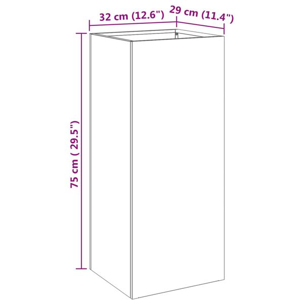 vidaXL Ζαρντινιέρα Ασημί 32x29x75 εκ. από Ανοξείδωτο Ατσάλι