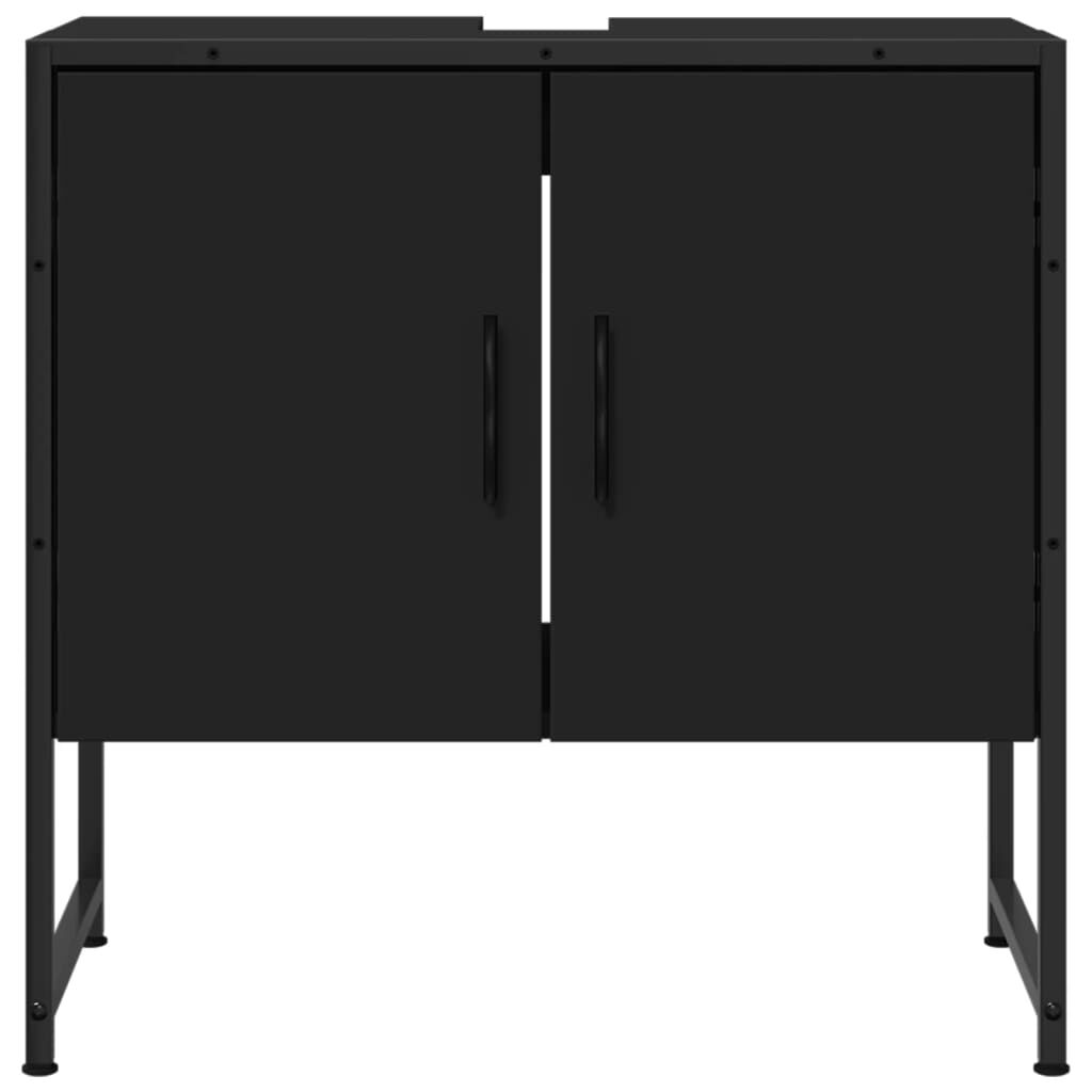 vidaXL Ντουλάπι Νιπτήρα Μπάνιου Μαύρο 60x33x60 εκ. Επεξεργασμένο Ξύλο