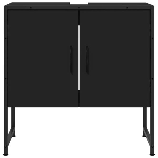 vidaXL Ντουλάπι Νιπτήρα Μπάνιου Μαύρο 60x33x60 εκ. Επεξεργασμένο Ξύλο