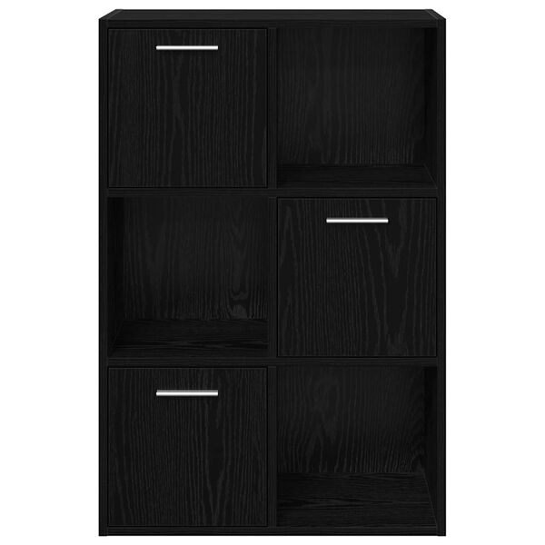 vidaXL Ραφιέρα με Ντουλάπια Μαύρη 60 x 29,5 x 90 εκ. από Επεξ. Ξύλο