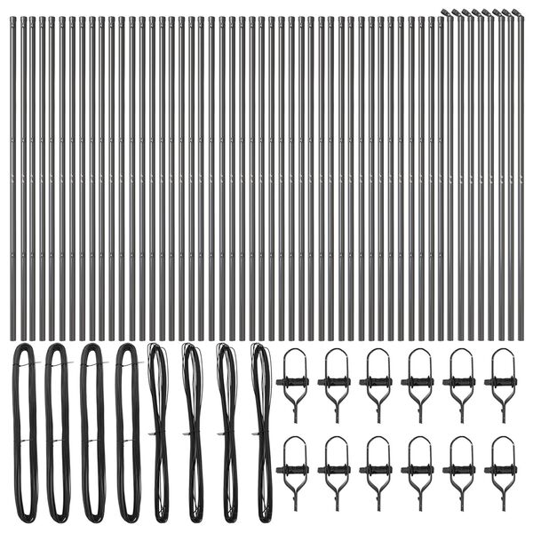 vidaXL Στύλος Περιφράξεων 52 pcs Γκρι 3.2 x 3.2 x 190 εκ Ατσάλι
