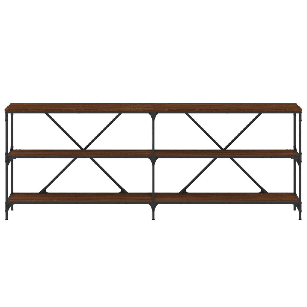 vidaXL Τραπέζι Κονσόλα Καφέ Δρυς 200x30x75 εκ. Επεξ. Ξύλο/Σίδηρος
