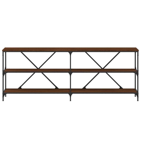 vidaXL Τραπέζι Κονσόλα Καφέ Δρυς 200x30x75 εκ. Επεξ. Ξύλο/Σίδηρος