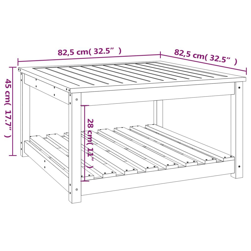 vidaXL Τραπέζι Κήπου Μελί 82,5x82,5x45 εκ. από Μασίφ Ξύλο Πεύκου