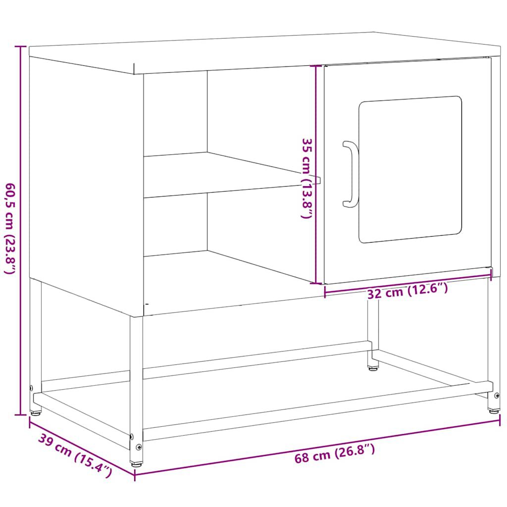 vidaXL Έπιπλο Τηλεόρασης Μαύρο 68,5x39x60,5 εκ. Ατσάλινο