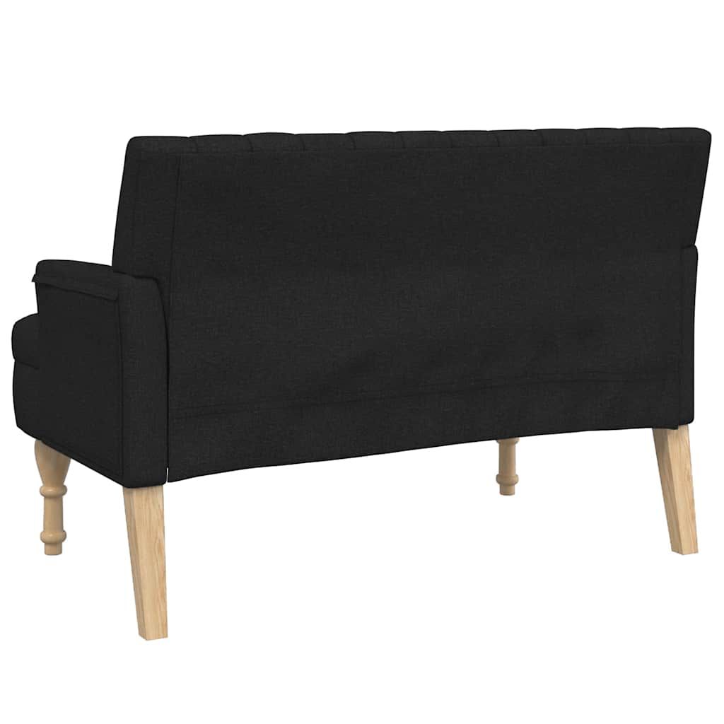 vidaXL Παγκάκι Μαύρο 113 x 64,5 x 75,5 εκ. Υφασμάτινο με Μαξιλάρια