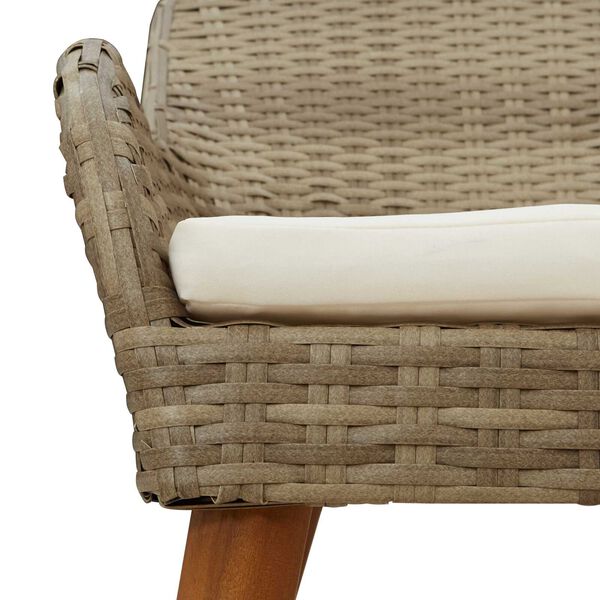 vidaXL Σέτ φαγητού για κήπο με μαξιλάρι 7 pcs Μπεζ συνθετικό ρατάν
