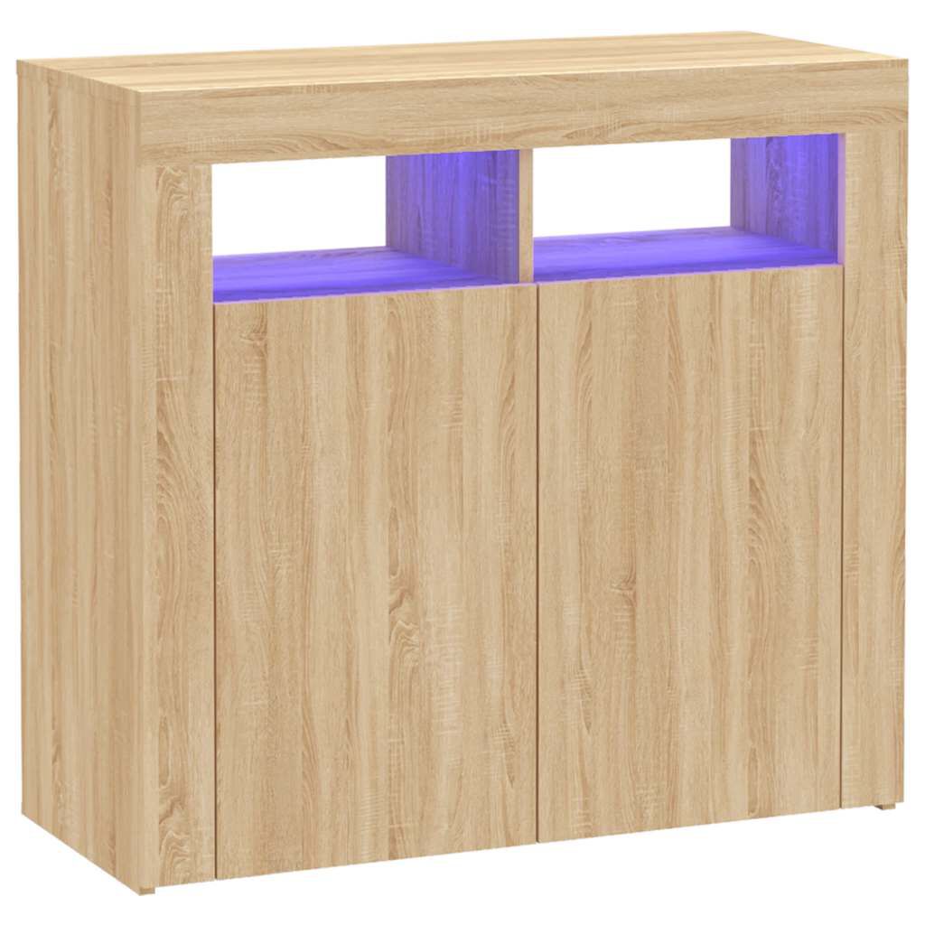 vidaXL Ντουλάπι με LED Sonoma Δρυς 80 x 35 x 75 εκ.