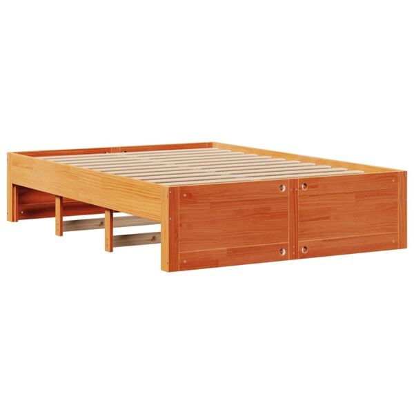 vidaXL Κρεβάτι Βιβλιοθήκη Χωρίς Στρώμα 150x200 εκ Μασίφ Ξύλο Πεύκου