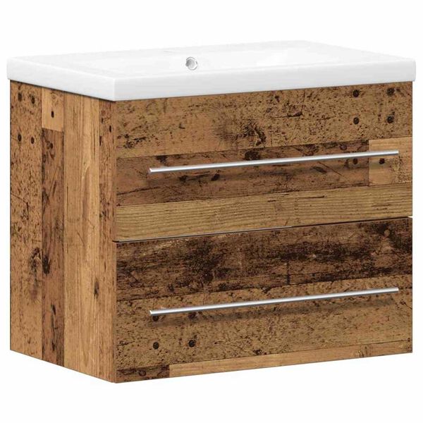 vidaXL Ντουλάπα νιπτήρα με λεκάνη 2 pcs Παλιό Ξύλο 60 x 38.5 x 48 cm