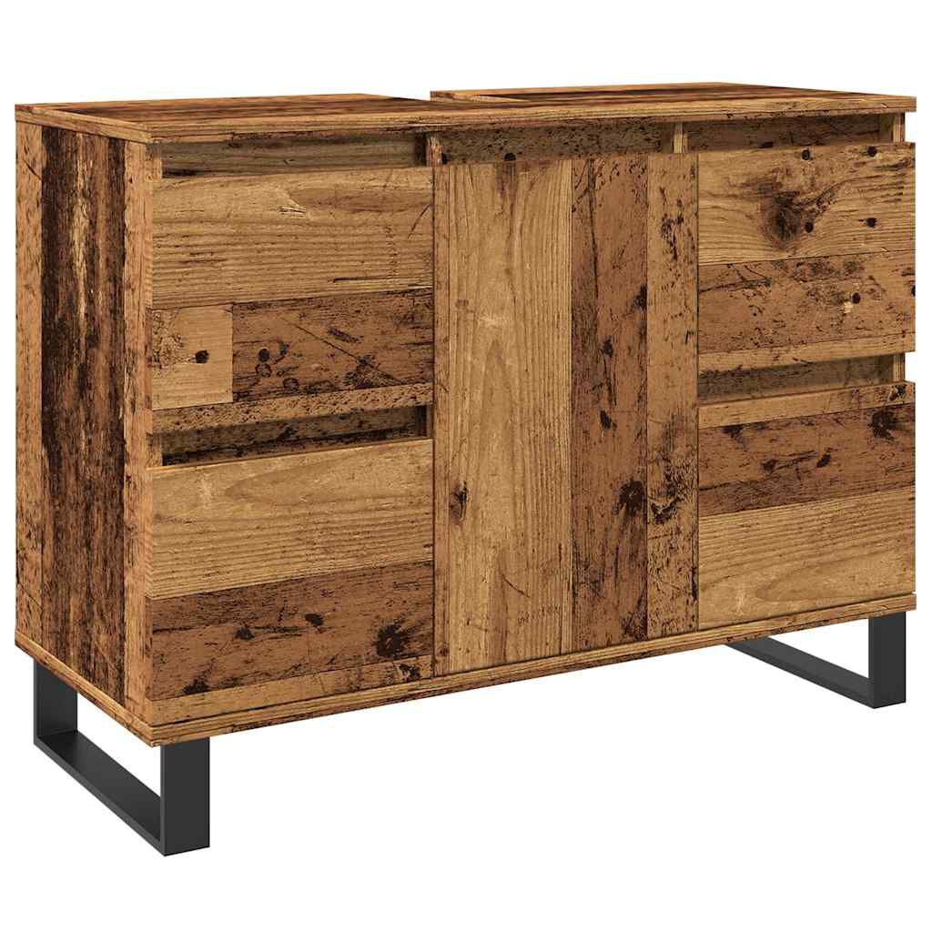 vidaXL Ντουλάπι νιπτήρα μπάνιου Παλιό ξύλο 80x33x60 cm