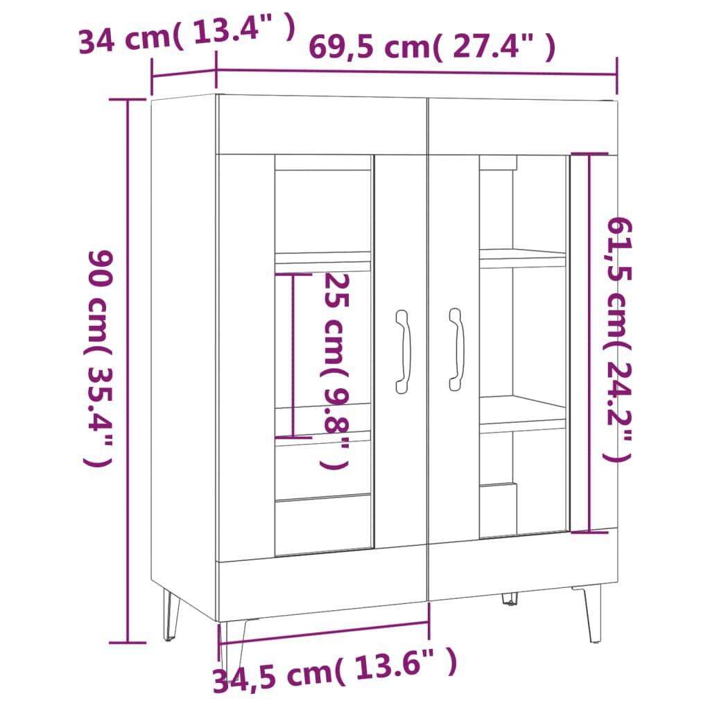 vidaXL Ντουλάπι Καπνιστή Δρυς 69,5 x 34 x 90 εκ. Επεξεργασμένο Ξύλο