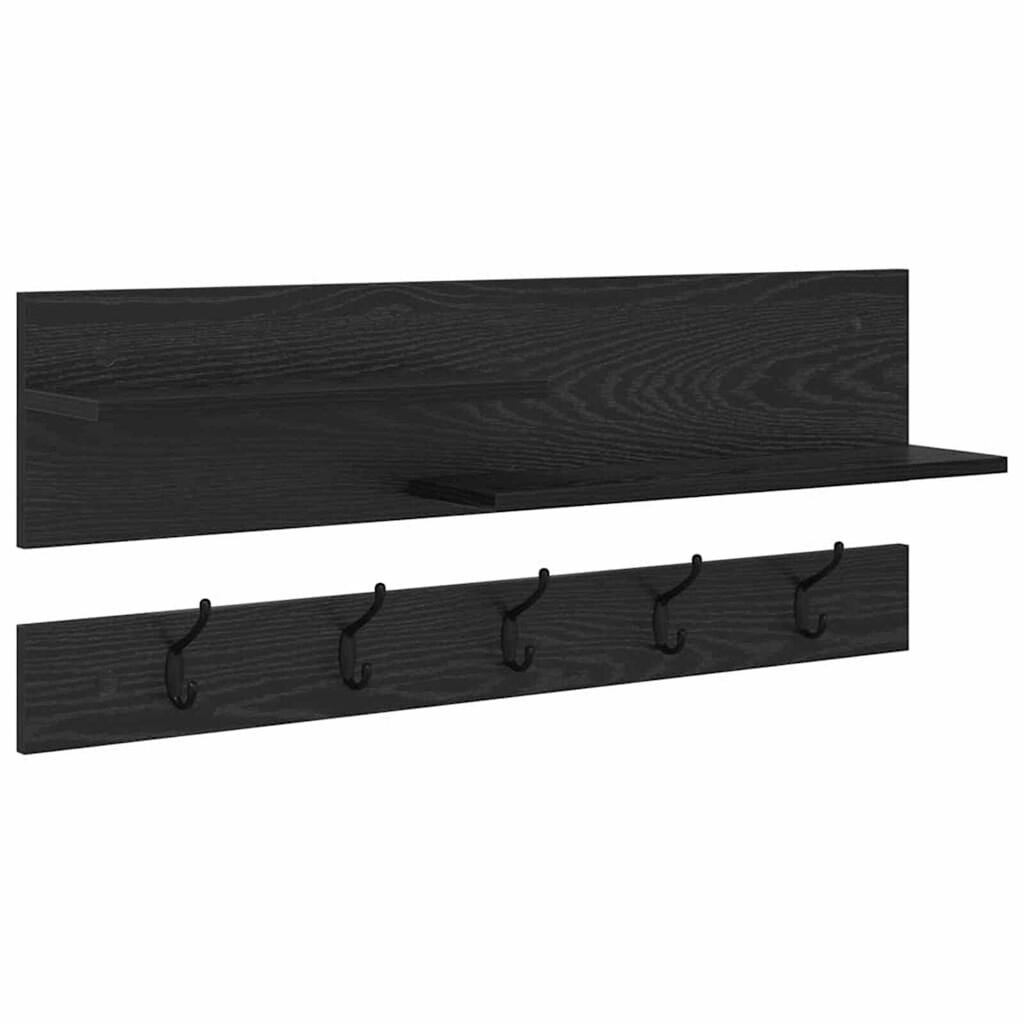 vidaXL Τοίχου Κρεμάστρα Μαύρη δρυς 90 x 15 x 36 εκ. Επεξεργασμένο ξύλο