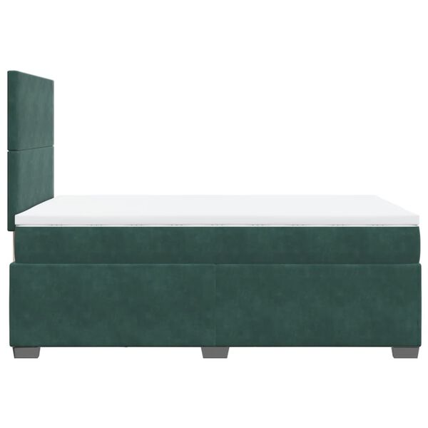 vidaXL Κρεβάτι Boxspring με Στρώμα Σκούρο Πράσινο 120x200εκ. Βελούδινο
