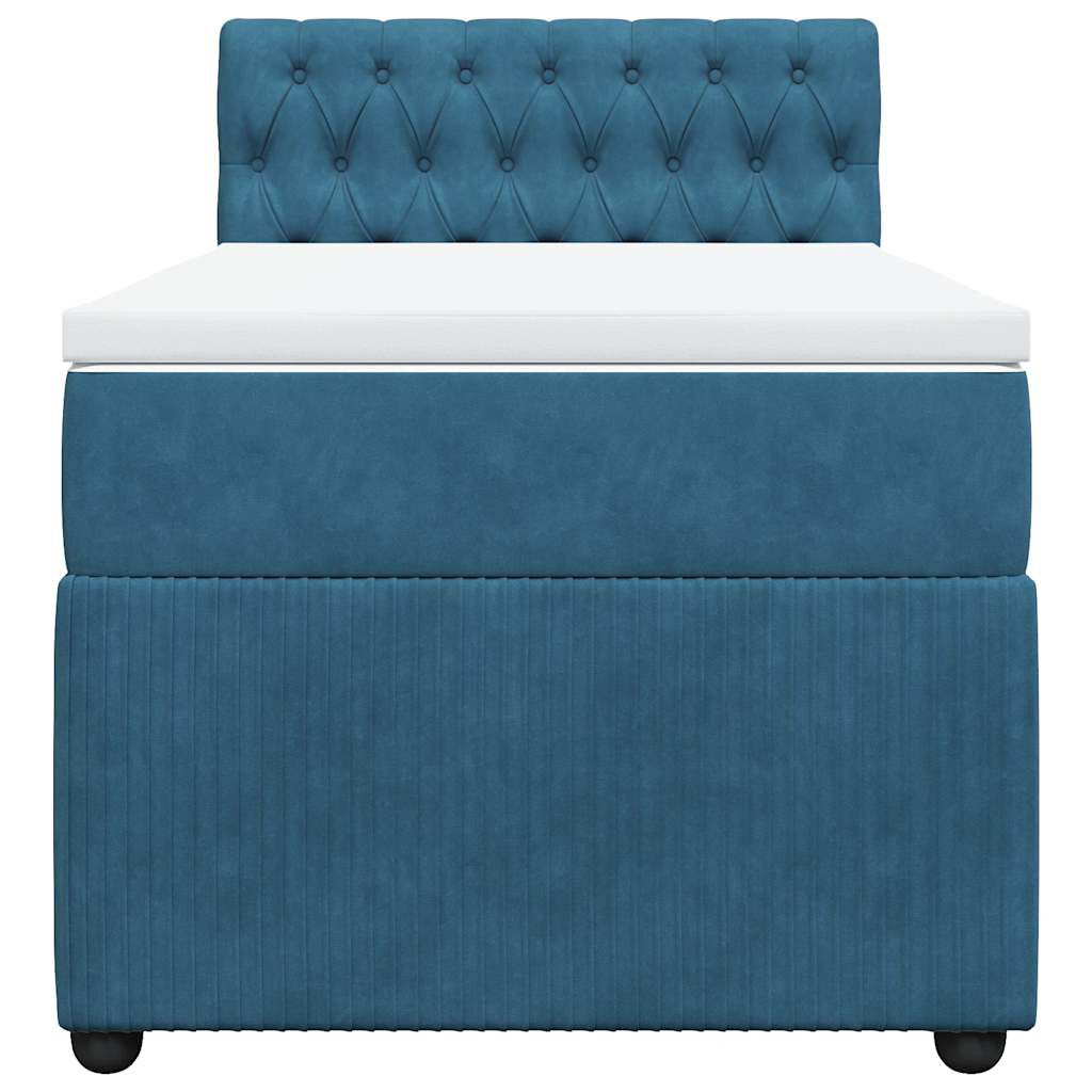 vidaXL Κρεβάτι Boxspring με Στρώμα Μπλε 80 x 200 εκ. Βελούδινο