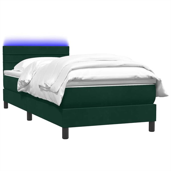 vidaXL &Kappa;&rho;&epsilon;&beta;ά&tau;&iota; Boxspring &mu;&epsilon; &Sigma;&tau;&rho;ώ&mu;&alpha; & LED &sigma;&kappa;&omicron;ύ&rho;&omicron; &pi;&rho;ά&sigma;&iota;&nu;&omicron; 100x220cm &Beta;&epsilon;&lambda;&omicron;ύ&delta;&iota;&nu;&omicron;