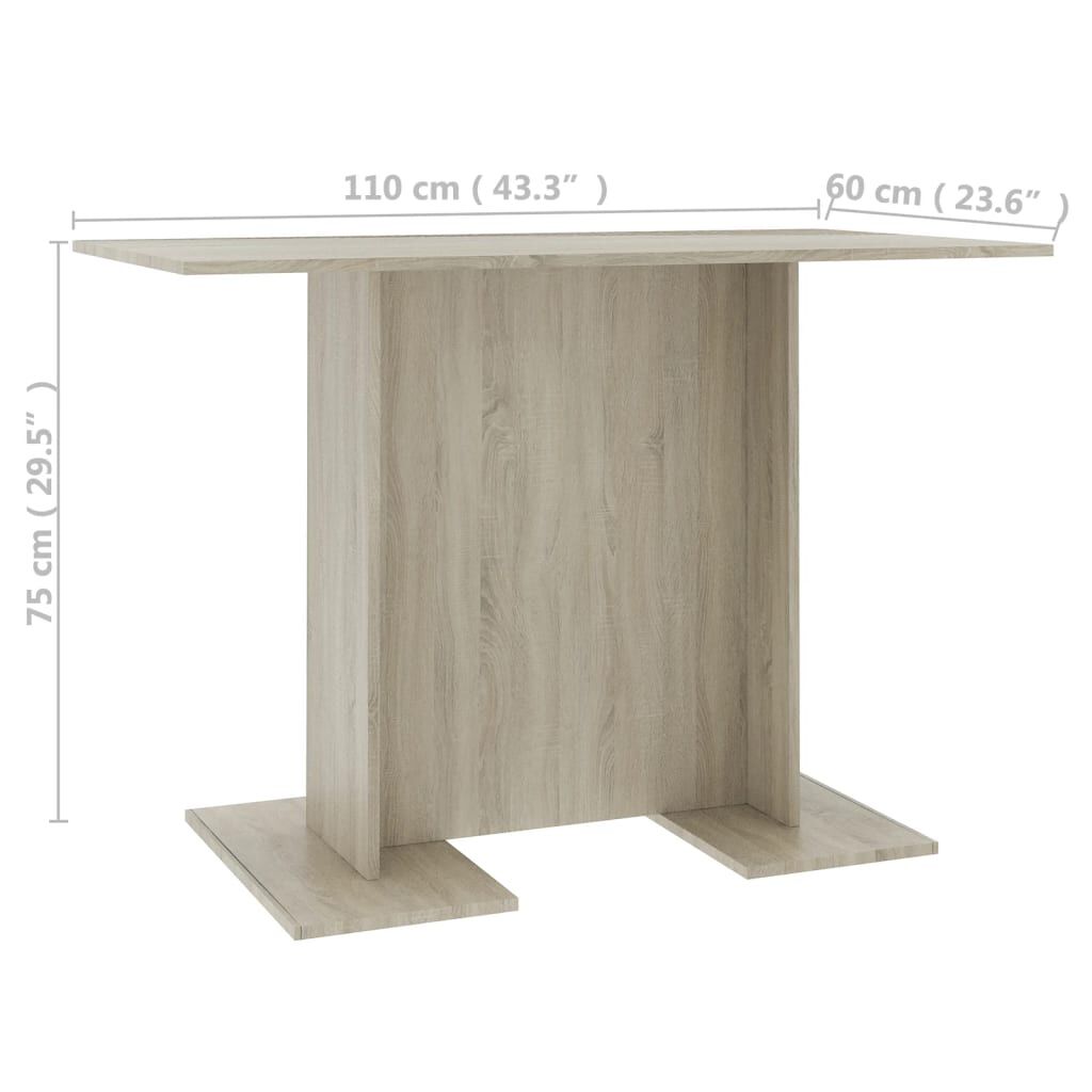 vidaXL Τραπεζαρία Sonoma Δρυς 110 x 60 x 75 εκ. από Επεξ. Ξύλο