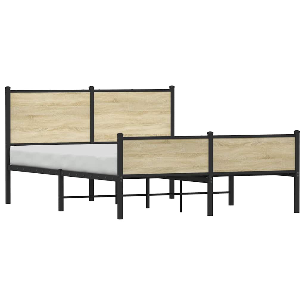 vidaXL Σκελετός Κρεβ. Χωρίς Στρώμα Sonoma Δρυς 140x200 εκ. Μεταλλικό