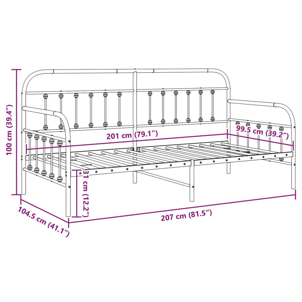 vidaXL Σκελετός Ημέρας Λευκός 100x200 cm Χάλυβας