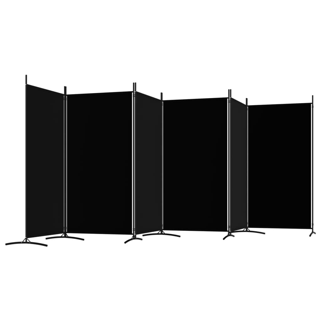 vidaXL Διαχωριστικό Δωματίου με 6 Πάνελ Μαύρο 520x180 εκ. από Ύφασμα
