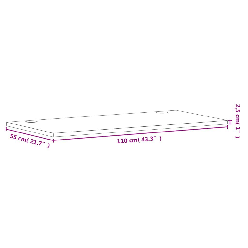 vidaXL Επιφάνεια Γραφείου 110x55x2,5 εκ. από Μασίφ Ξύλο Οξιάς