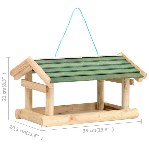 vidaXL Ταΐστρα Πτηνών 35 x 29,5 x 21 εκ. από Μασίφ Ξύλο