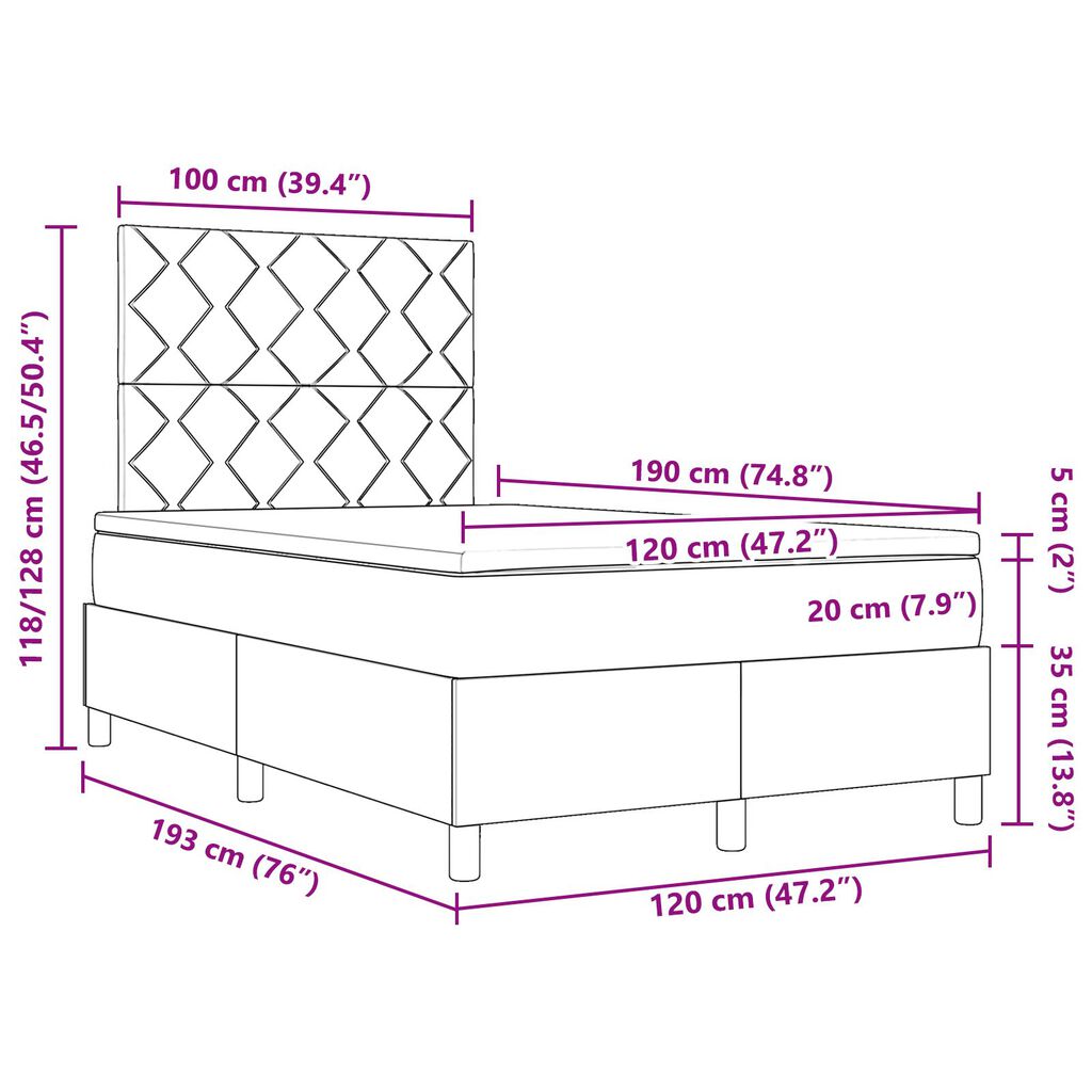 vidaXL Κρεβάτι Box Spring με Στρώμα Beige Μικρού Διπλού Υφάσματος