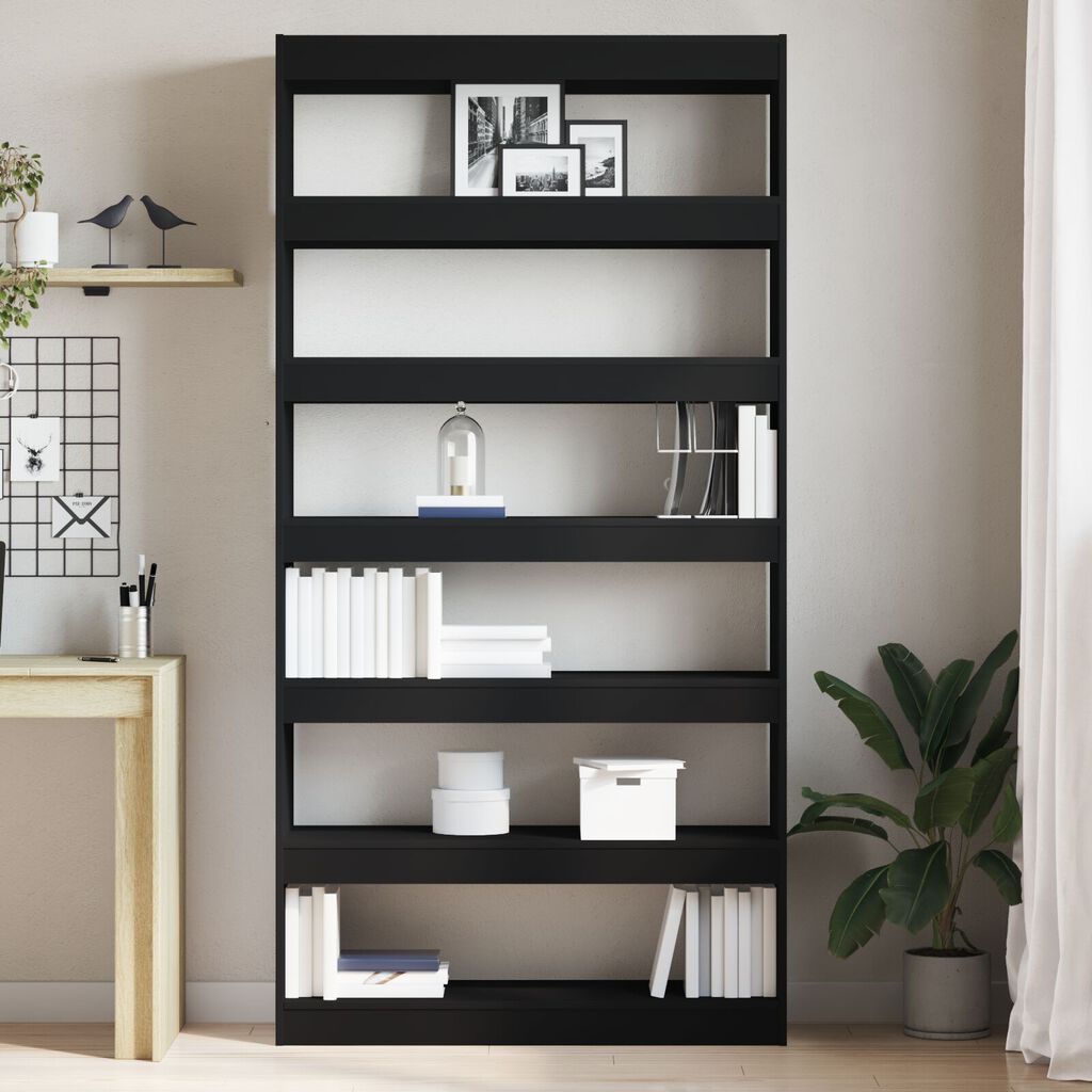 vidaXL Βιβλιοθήκη Μαύρη Επεξεργασμένο ξύλο 100 x 30 x 198 εκ. Βιβλιοθήκη