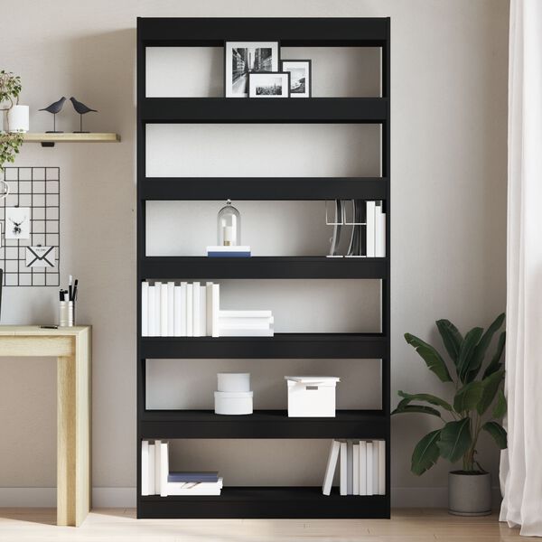 vidaXL Βιβλιοθήκη Μαύρη Επεξεργασμένο ξύλο 100 x 30 x 198 εκ. Βιβλιοθήκη