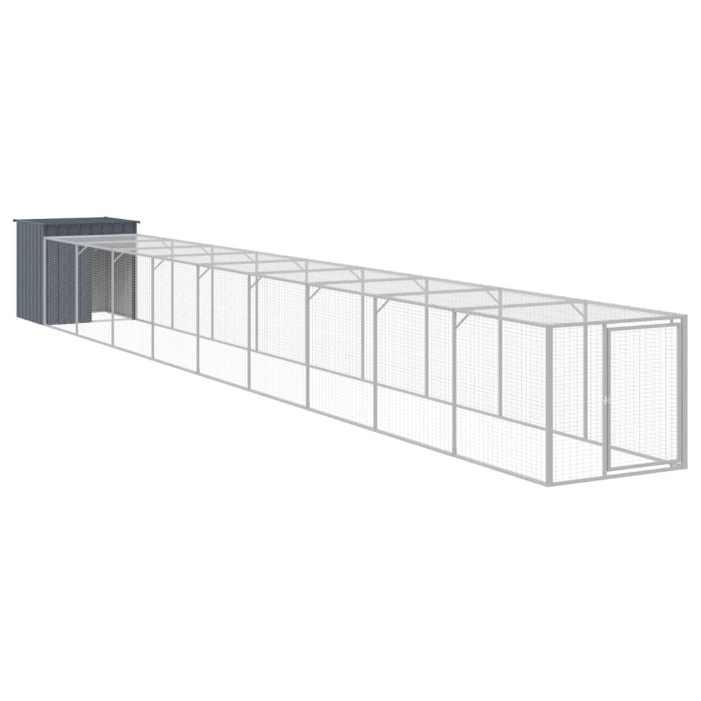 vidaXL Κοτέτσι με Περίβολο Ανθρακί 110x1017x110 εκ. Γαλβ. Χάλυβας