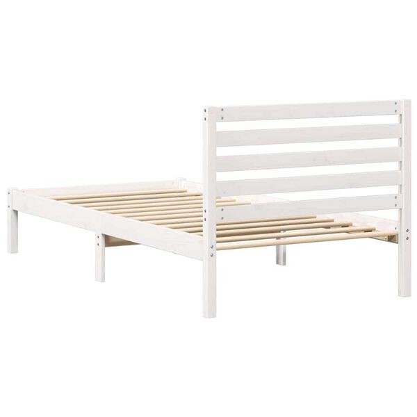 vidaXL Σκελετός Κρεβατιού Λευκό 90 x 190 cm Μασίφ ξύλο πεύκου