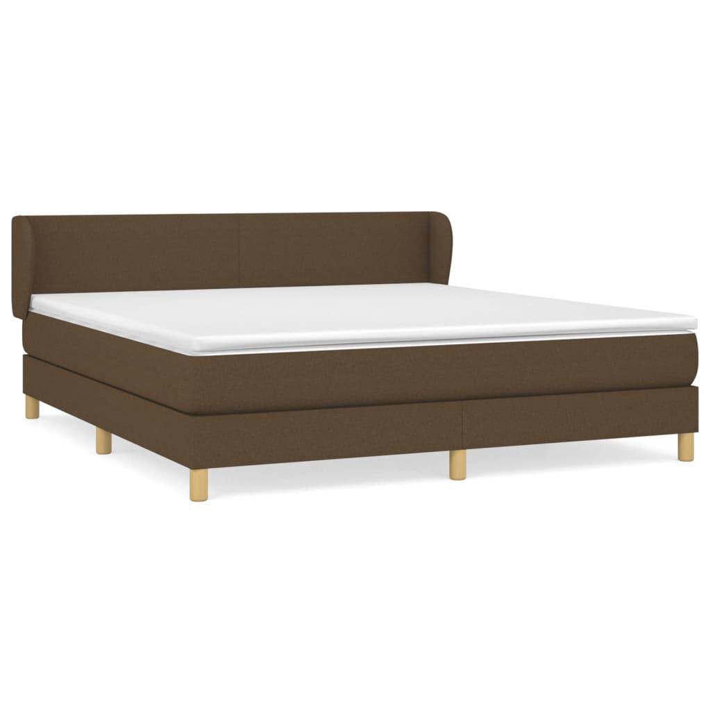 vidaXL Κρεβάτι Boxspring με Στρώμα Σκούρο Καφέ 180x200 εκ Υφασμάτινο