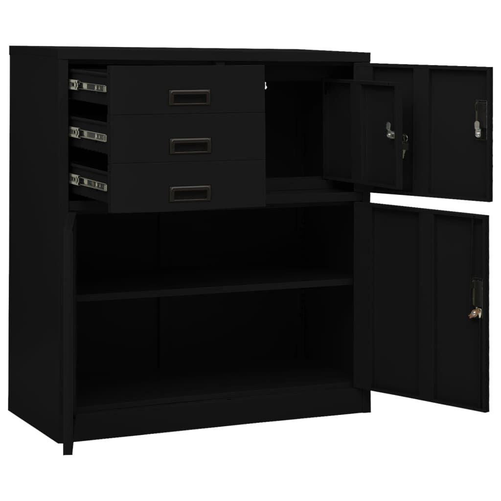 vidaXL Ντουλάπα Γραφείου Μαύρη 90 x 40 x 102 εκ. Ατσάλινη