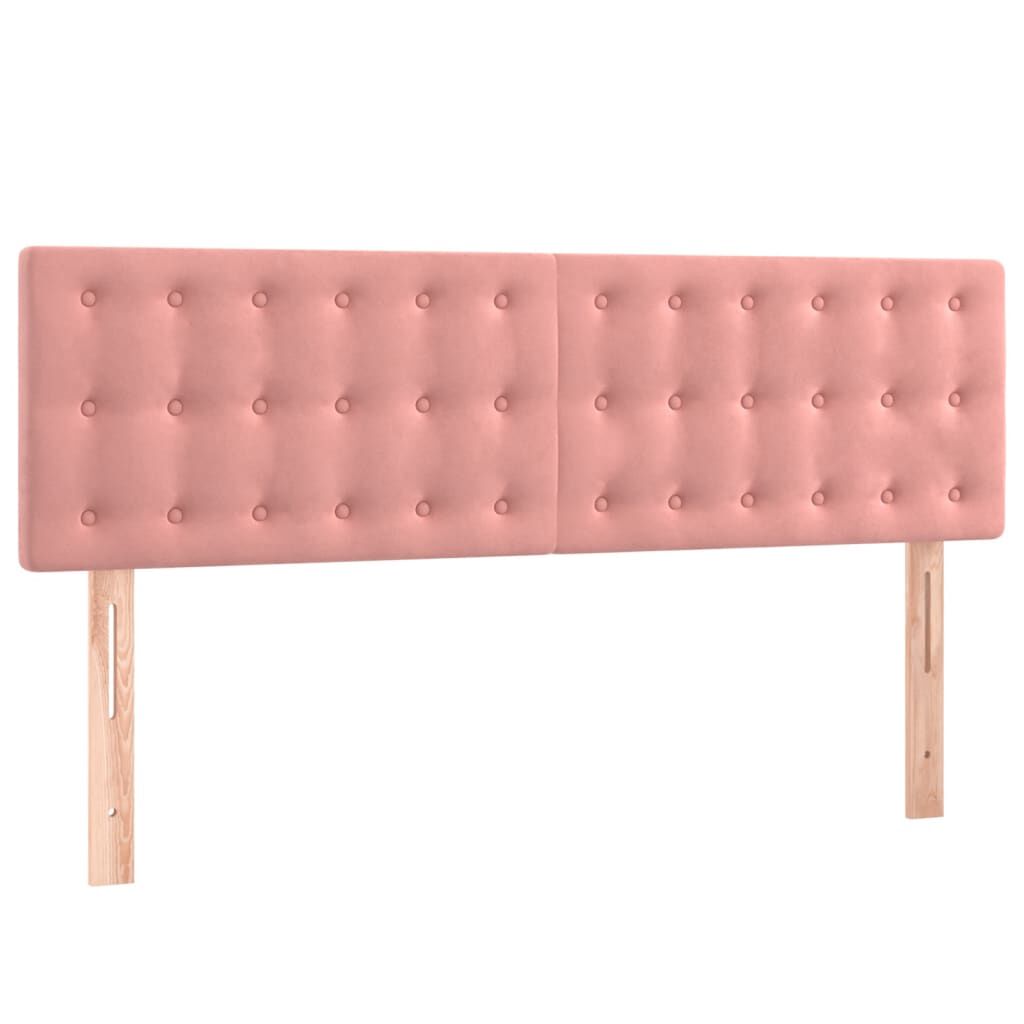 vidaXL Κρεβάτι Boxspring με Στρώμα Ροζ 140x190 εκ. Βελούδινο