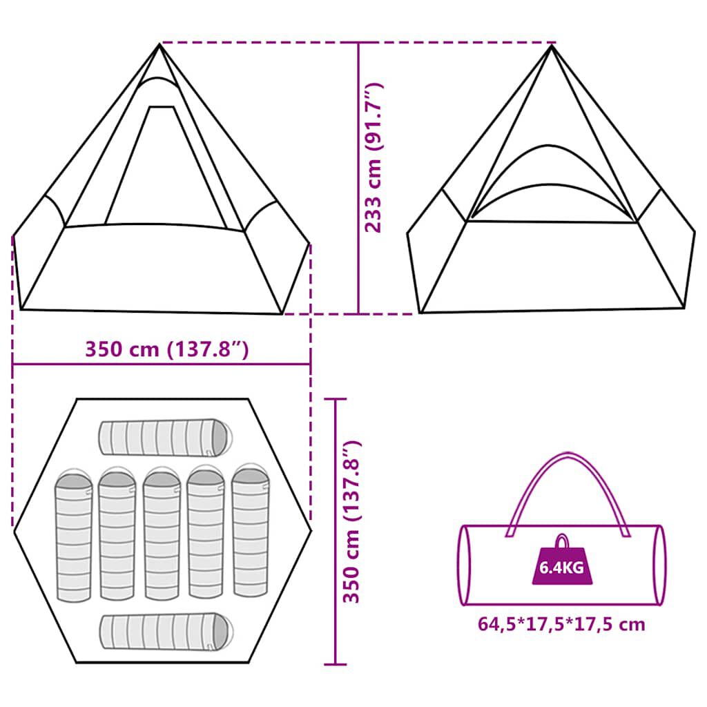 vidaXL Σκηνή Κάμπινγκ Tipi 7 Ατόμων Αδιάβροχη Πορτοκαλί