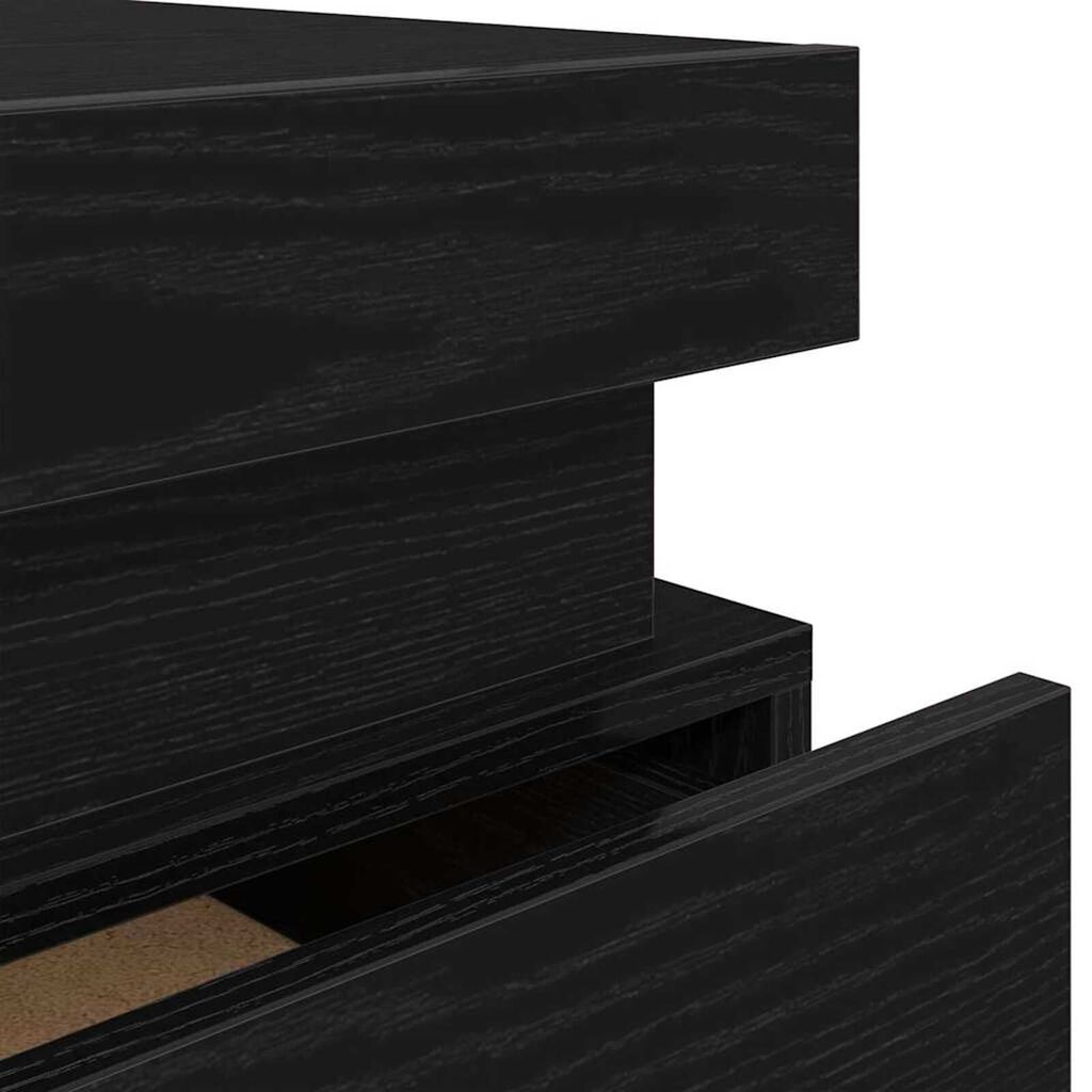 vidaXL Κομοδίνο 2 pcs Μαύρη δρυς 35 x 39 x 55 εκ. Επεξεργασμένο ξύλο