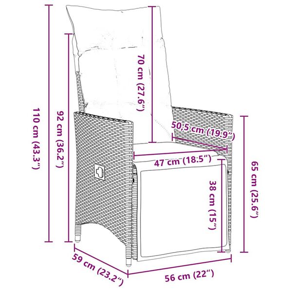 vidaXL Σέτ φαγητού για κήπο 9 pcs Γκρι συνθετικό ρατάν