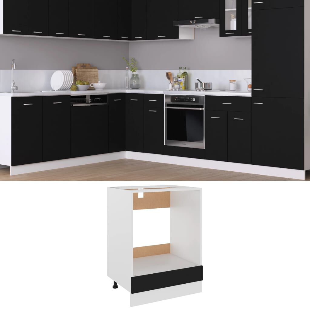 vidaXL Ντουλάπι για Φούρνο Lyon Μαύρο 60x46x81,5 εκ. Επεξ. Ξύλο