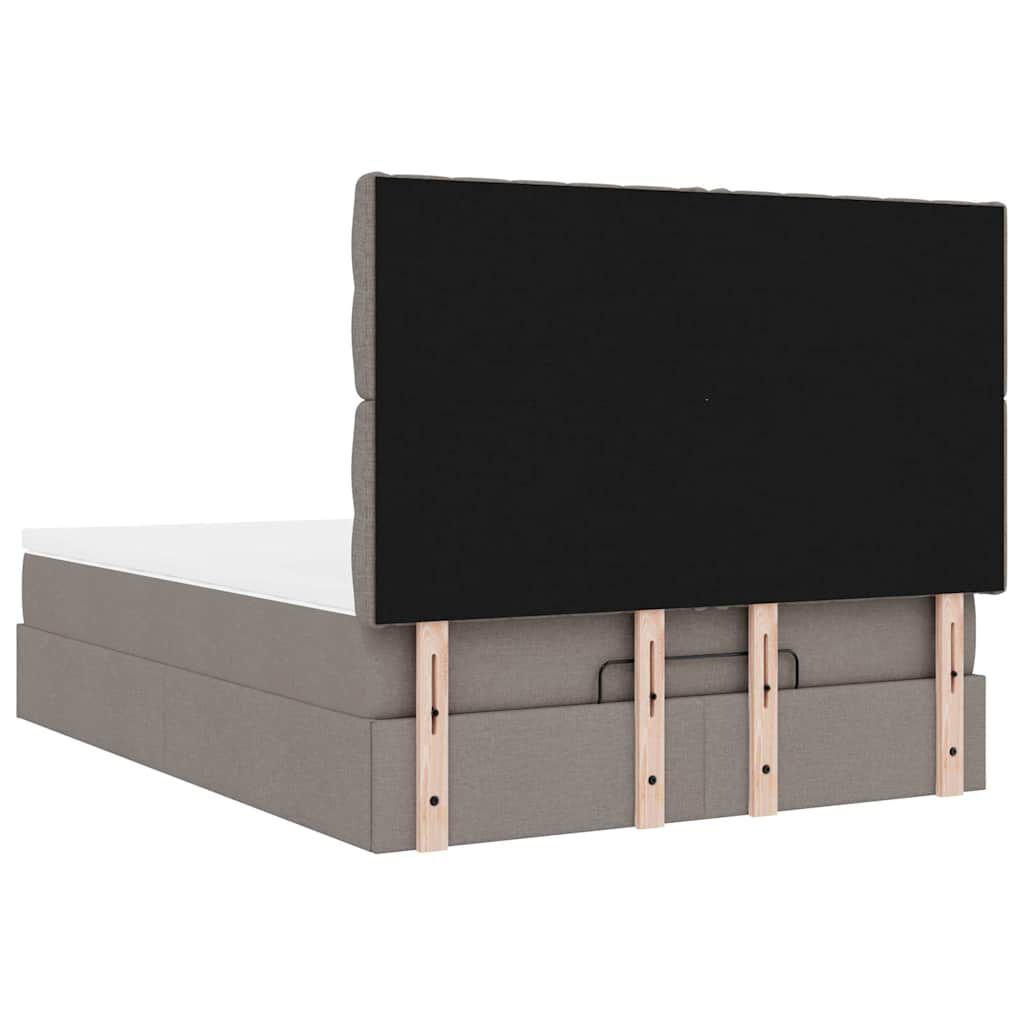 vidaXL Οθωμανικό κρεβάτι με στρώμα & LEDs Taupe 140x200 cm Ύφασμα