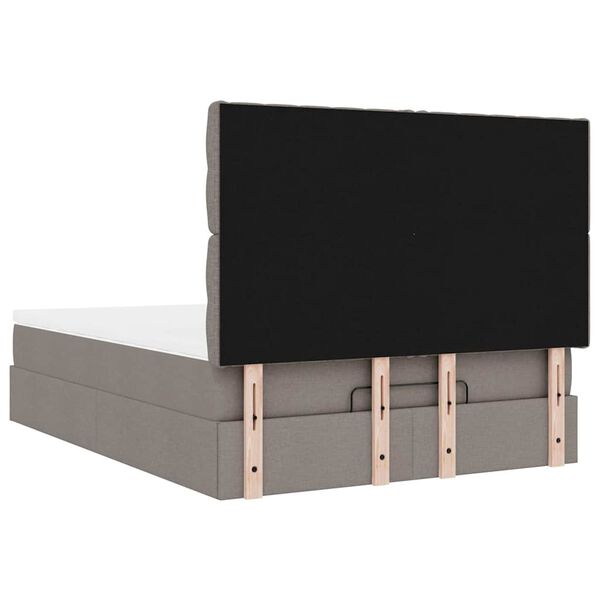 vidaXL Οθωμανικό κρεβάτι με στρώμα & LEDs Taupe 140x200 cm Ύφασμα