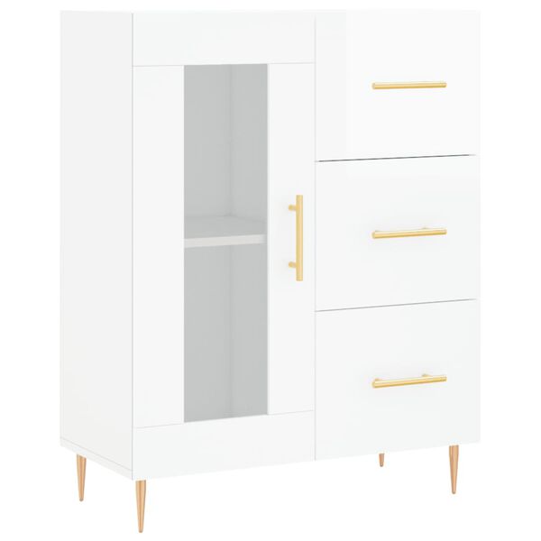 vidaXL Ντουλάπι Γυαλιστερό Λευκό 69,5x34x90 εκ. Επεξεργασμένο Ξύλο