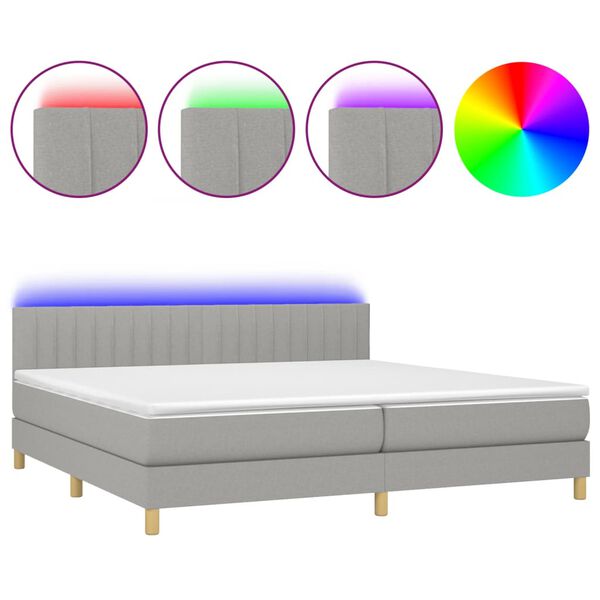 vidaXL &Kappa;&rho;&epsilon;&beta;ά&tau;&iota; Boxspring &mu;&epsilon; &Sigma;&tau;&rho;ώ&mu;&alpha; & LED &Alpha;&nu;.&Gamma;&kappa;&rho;&iota; 200x200&epsilon;&kappa;. &Upsilon;&phi;&alpha;&sigma;&mu;ά&tau;&iota;&nu;&omicron;