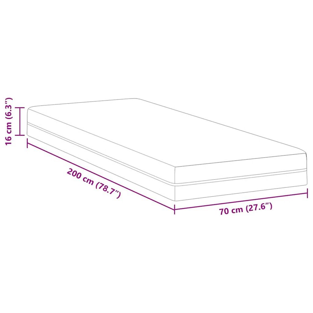 vidaXL Στρώμα Λευκό, Γκρι 70 x 200 cm Pěna