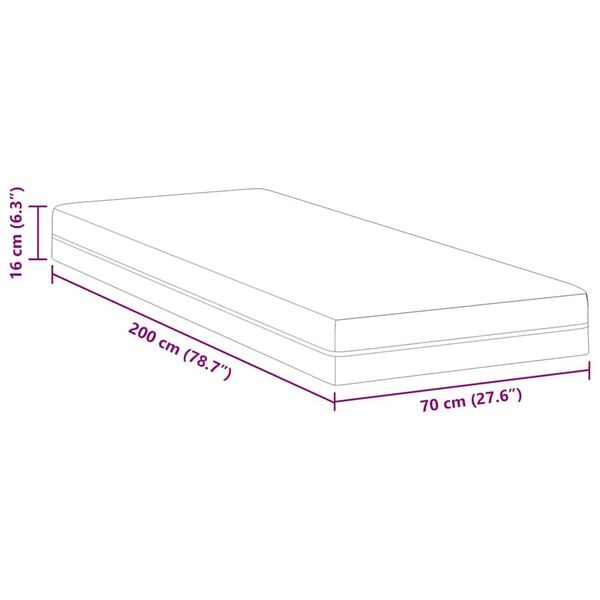 vidaXL Στρώμα Λευκό, Γκρι 70 x 200 cm Pěna