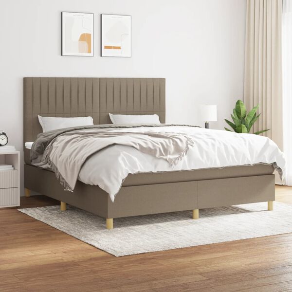 vidaXL &Kappa;&rho;&epsilon;&beta;ά&tau;&iota; Boxspring &mu;&epsilon; &Sigma;&tau;&rho;ώ&mu;&alpha; Taupe 180x200 &epsilon;&kappa;. &Upsilon;&phi;&alpha;&sigma;&mu;ά&tau;&iota;&nu;&omicron;