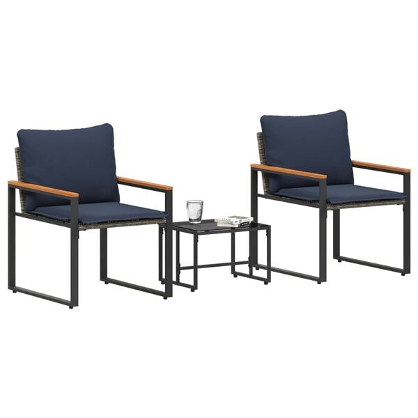 vidaXL &Sigma;ύ&nu;&omicron;&lambda;&alpha; &epsilon;&pi;ί&pi;&lambda;&omega;&nu; &mu;&epsilon; &mu;&alpha;&xi;&iota;&lambda;ά&rho;&iota; 3 pcs &Gamma;&kappa;&rho;&iota; &kappa;&alpha;&iota; Navy Blue &Rho;&alpha;&tau;ά&nu;