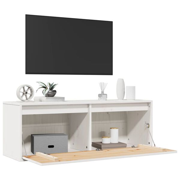 vidaXL Ντουλάπι Τοίχου Λευκό 100 x 30 x 35 εκ. από Μασίφ Ξύλο Πεύκου