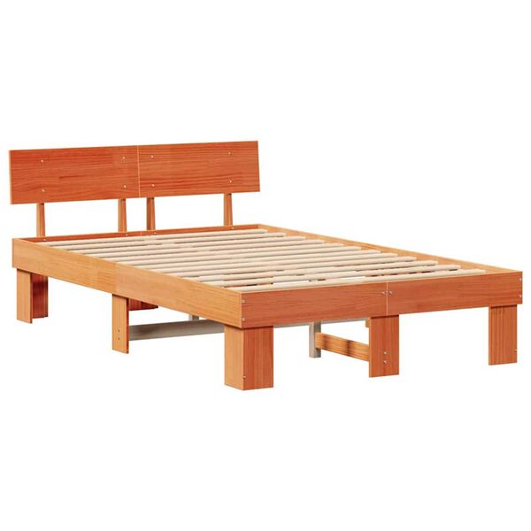 vidaXL Σκελετός Κρεβατιού Καφέ κεριού 120 x 190 cm Μασίφ ξύλο πεύκου
