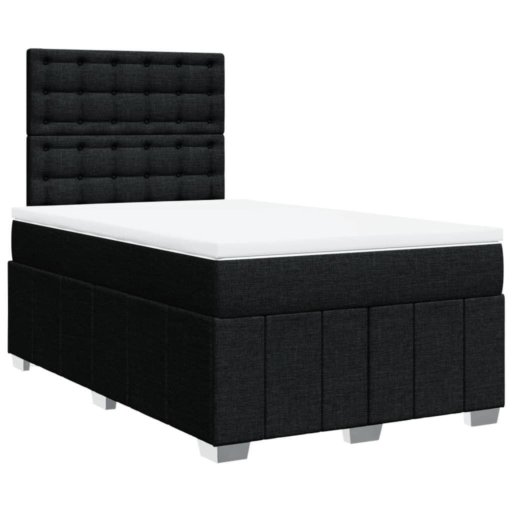 vidaXL Κρεβάτι Boxspring με Στρώμα Μαύρο 120x190 εκ. Υφασμάτινο